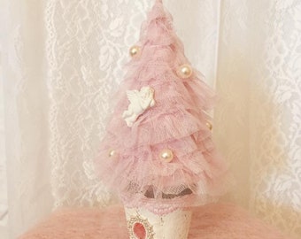 Tannenbaum weiß. Shabby Chic Baum ein Weihnachtsengel