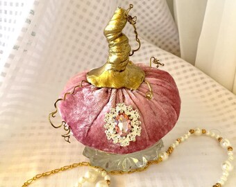 Pink velvet pumpkins Pastel halloween Fall wedding decor Fall centerpiece