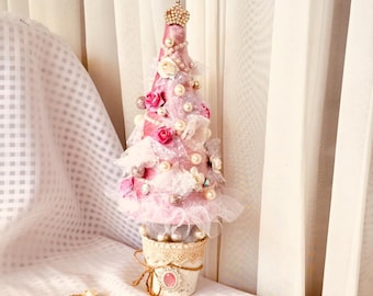 Vassoio natalizio a più livelli rosa, 8 decorazioni