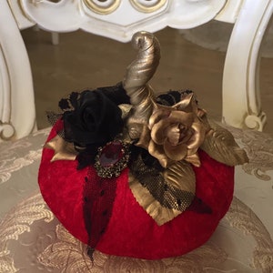 Red Velvet pumpkins Gothic pumpkin decor Pumpkin centerpiece