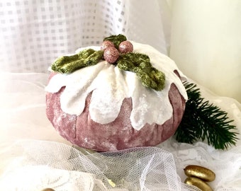 Blush pink Christmas pudding ornament Xmas pudding decor Plum pudding