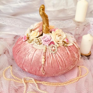 12&quot; Pink velvet pumpkins  Fabric pumpkins  Fall wedding decor Pumpkin table decor