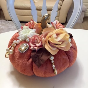 Velvet pumpkins Centerpiece pumpkins Fall colors decor