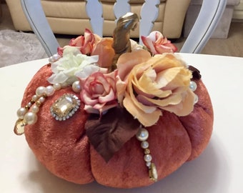 Velvet pumpkins Centerpiece pumpkins Fall colors decor