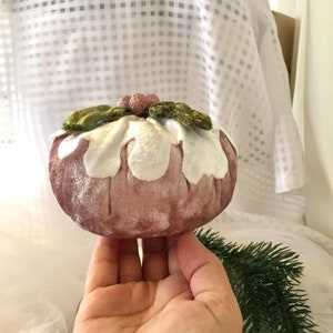 Pink velvet Christmas pudding ornament Pudding charm