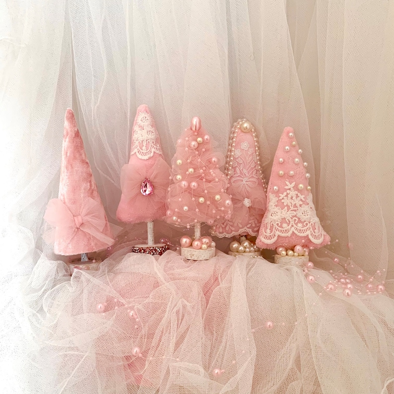 Pink Mini Christmas Tree Pink Christmas Tiered Tray Decor Etsy