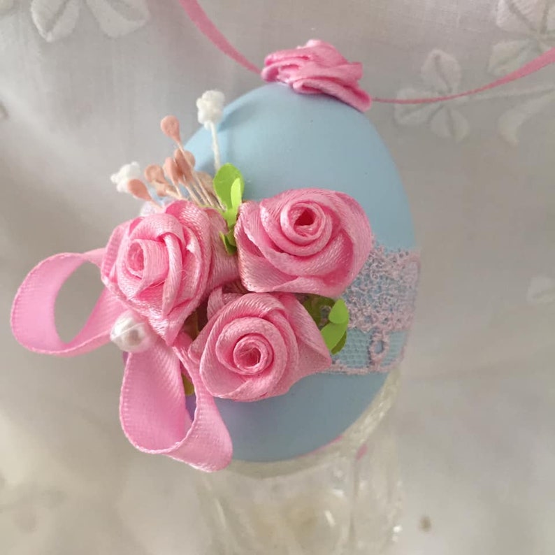 Shabby chic easter eggs Wooden easter eggs Easter egg ornaments image 3