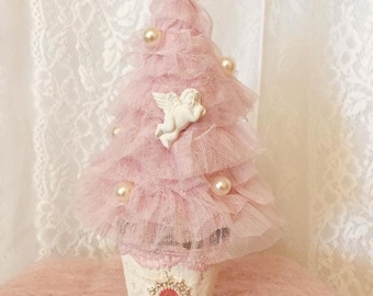 Blush pink christmas tree Cone tree christmas  Velvet Trees