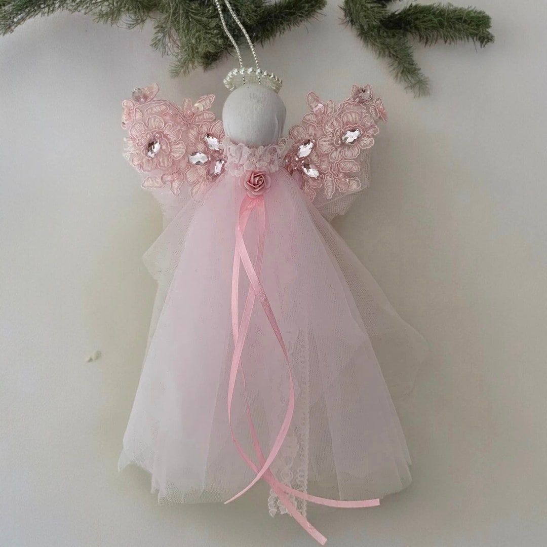 Messy Coquette Handmade Angels Shabby Chic Christmas Pink Lace Angel ...