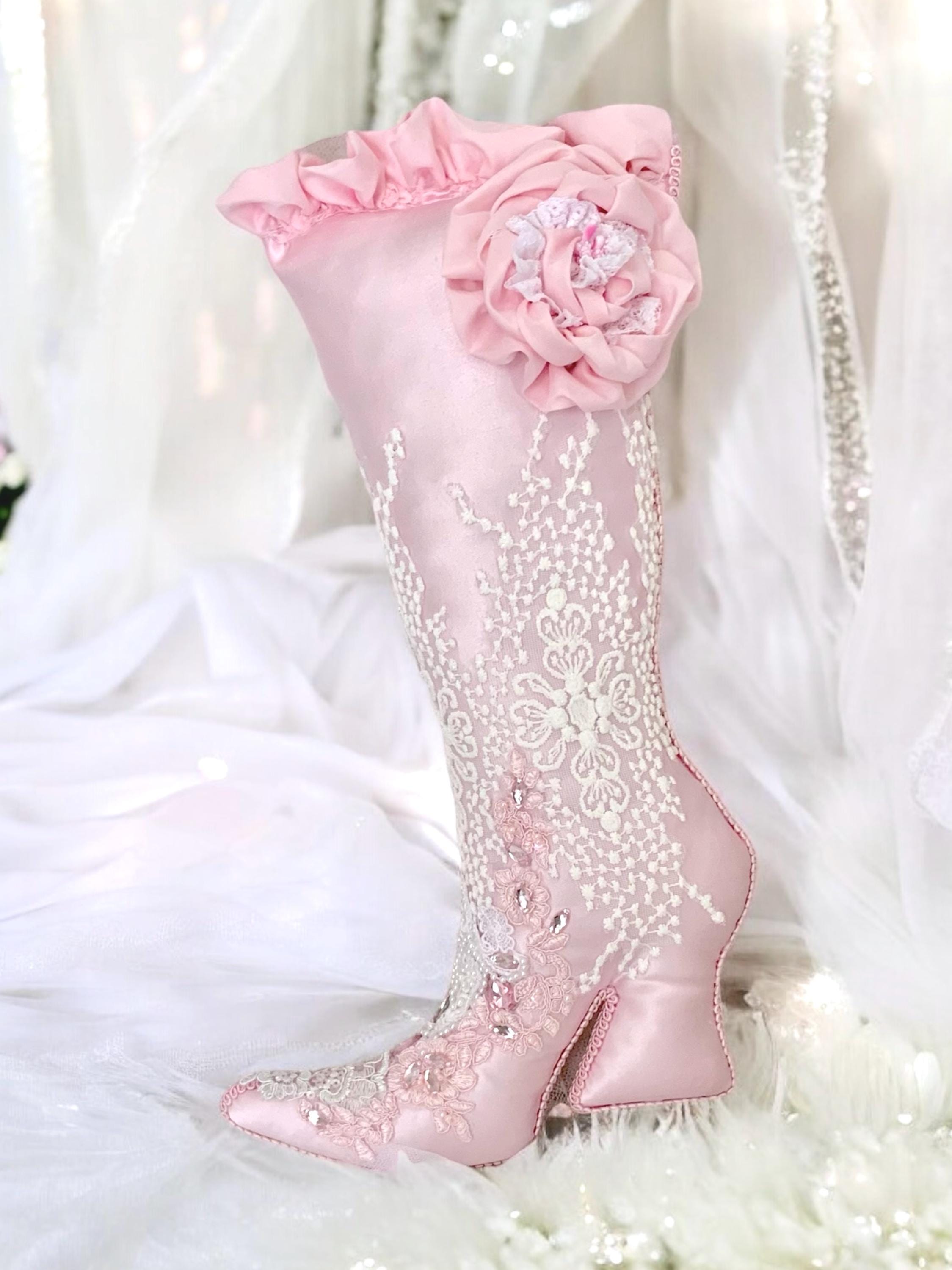 Pink Shabby Chic Christmas Stocking Victorian Stocking Lace