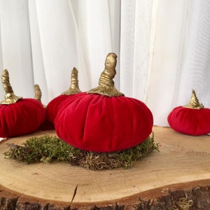 Velvet pumpkins Red pumpkin  Fall wedding decor  Fabric pumpkin