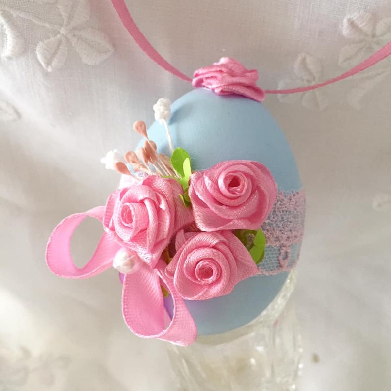 Shabby chic easter eggs Wooden easter eggs Easter egg ornaments image 2