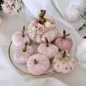 Pink pumpkin Handmade Mini Pumpkins Center piece halloween decor SET