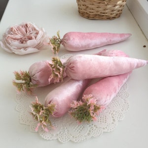 Handmade fabric carrots Easter tiered tray decorations  Shabby chic easter