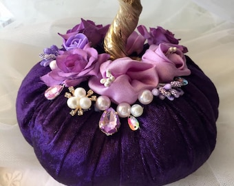 Lila Samt Kürbisse Kürbis Hochzeit Mittelstück