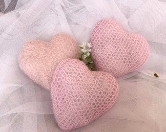 Pink Heart bowl filler Mini heart pillows Shabby chic heart