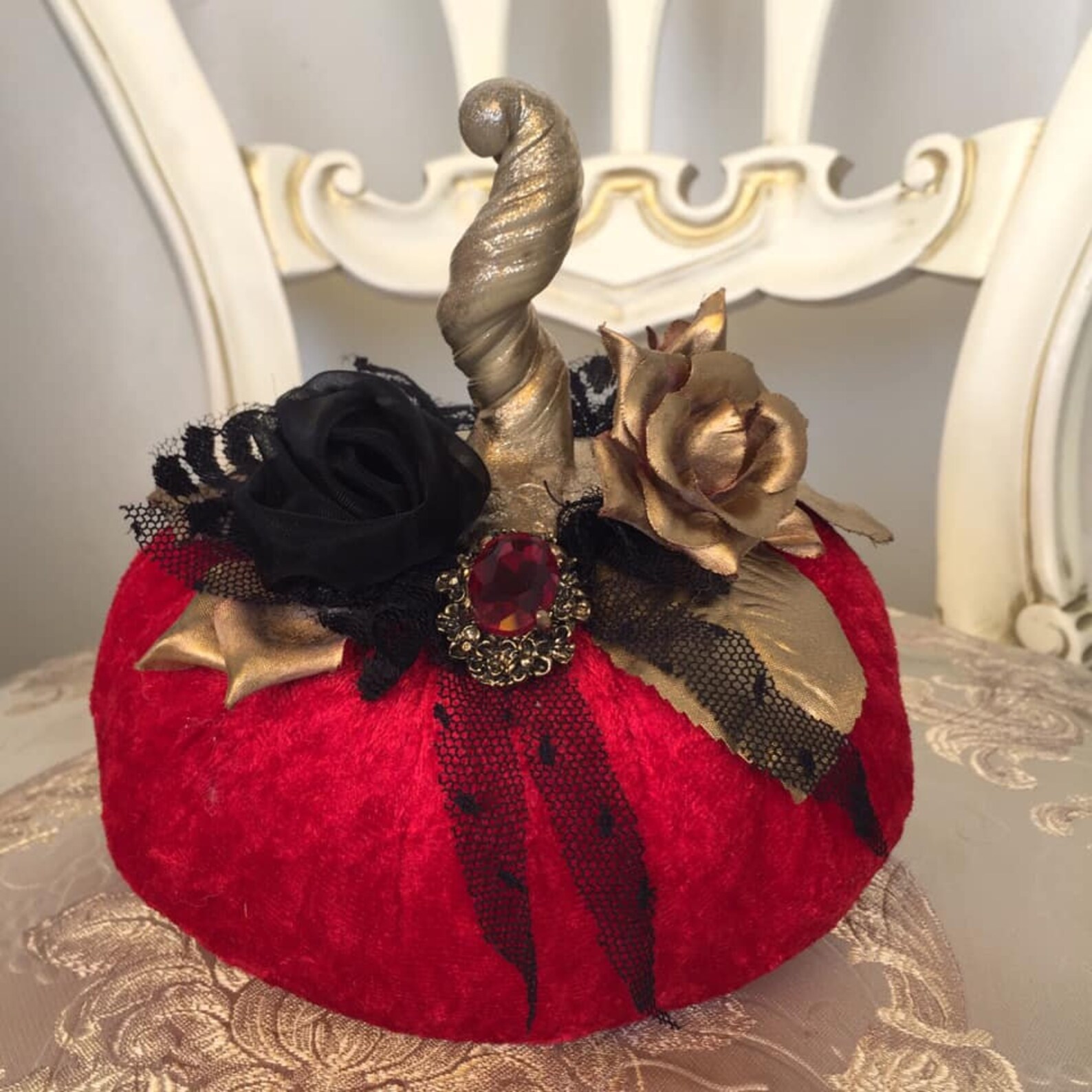 Red Velvet Pumpkins Gothic Pumpkin Decor Pumpkin Centerpiece - Etsy