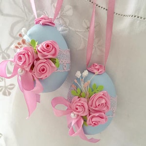 Shabby chic easter eggs Wooden easter eggs Easter egg ornaments image 8