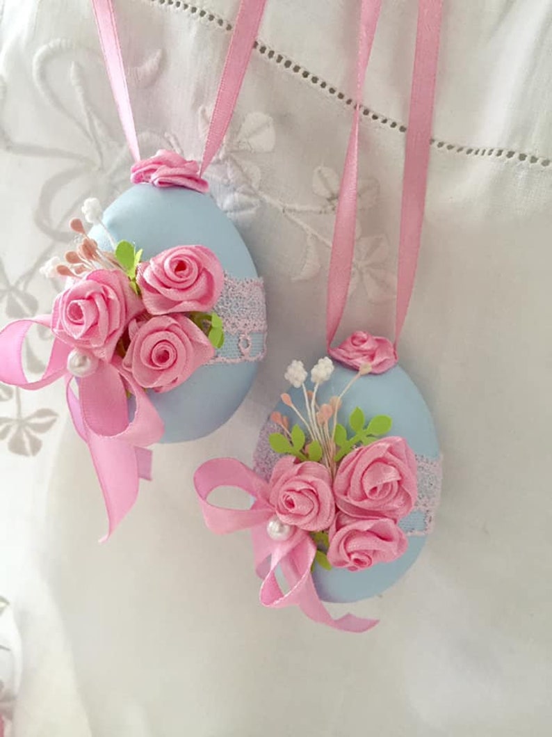 Shabby chic easter eggs Wooden easter eggs Easter egg ornaments image 8