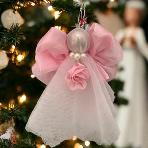 Pink Christmas Angel Ornament: Handmade Shabby Chic Decor