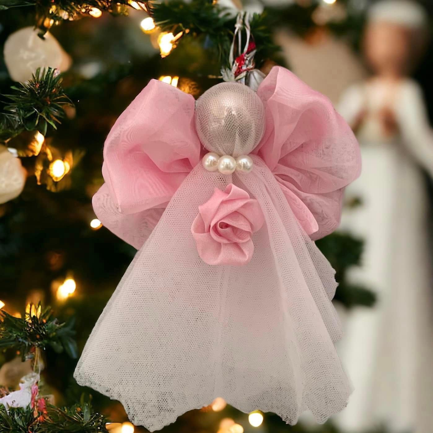 Pink Christmas Angel Ornament: Handmade Shabby Chic Decor - Etsy