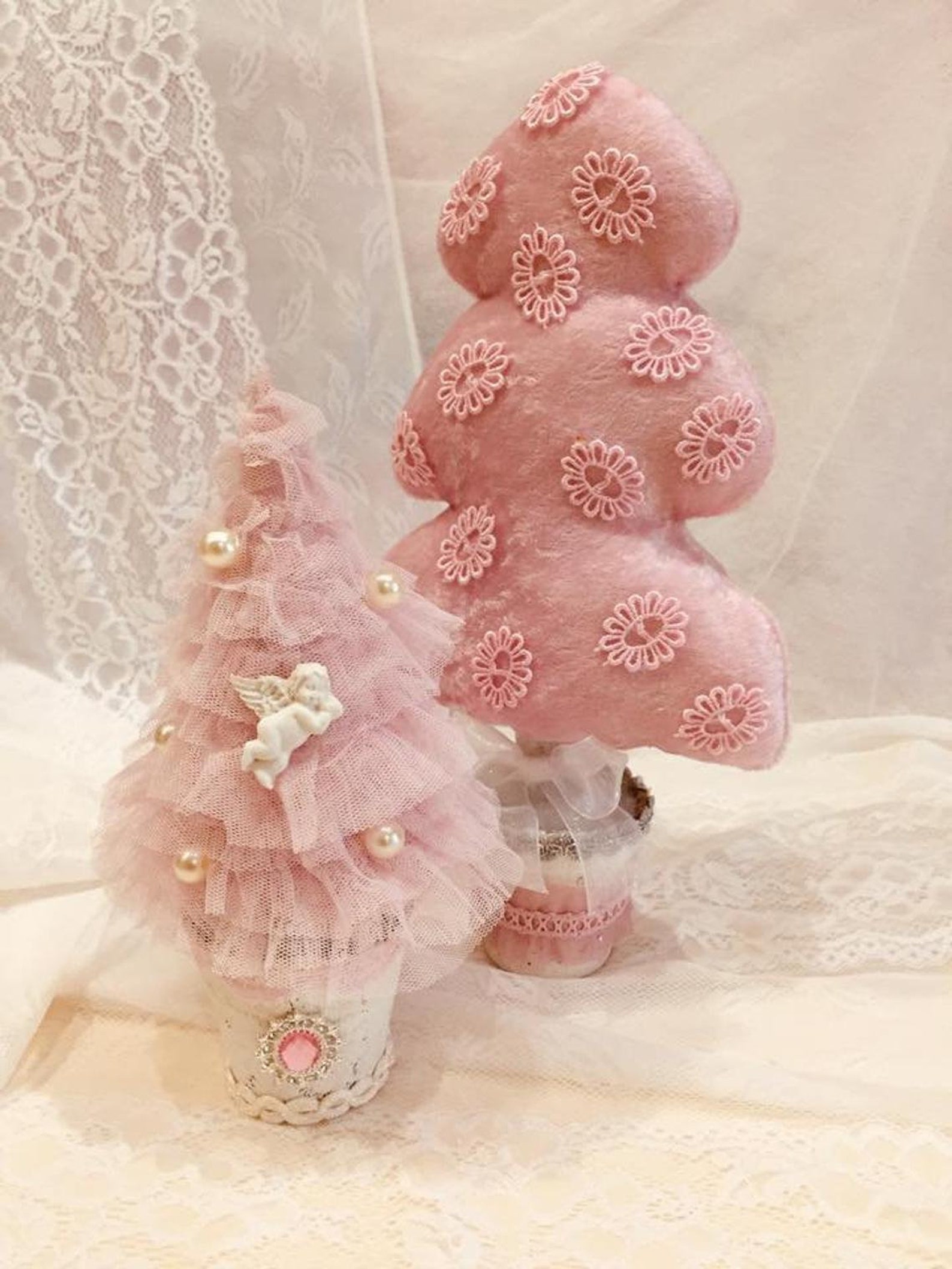 Pink velvet christmas tree decor Mini christmas tree Velvet Etsy