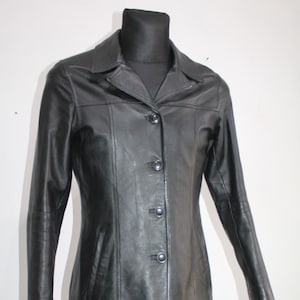Veste en cuir noir Womens GYPSY 90s Vintage German New Soft Leather Jacket Coat Womens Black Soft Leather Womens Allemagne Taille EU M Us S