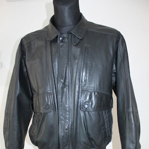 Veste Bomber en cuir vintage Hommes, Veste de moto vintage des années 70, Veste en cuir, Veste Biker Full Zip, Aviator Jacket Flight Jacket Medium