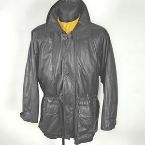 Vintage Chevignon Black Leather Motorcycle Jacket - Classic Biker Style, Medium Size,