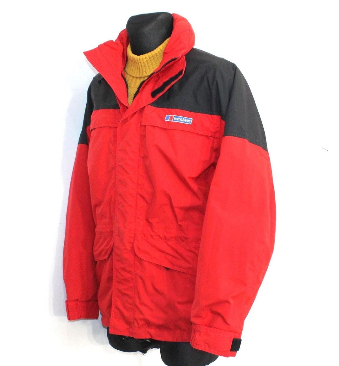 Berghaus Jacket Men Red Gemini Gore-tex Hooded Vintage Small 80s