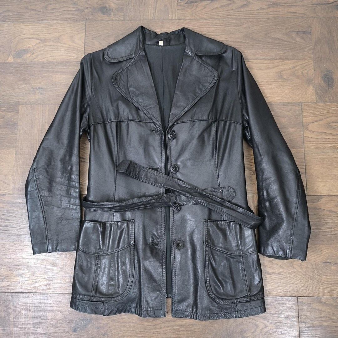 Vintage 1970s Black Mahogany Mink + Leather Belted Coat | S/M