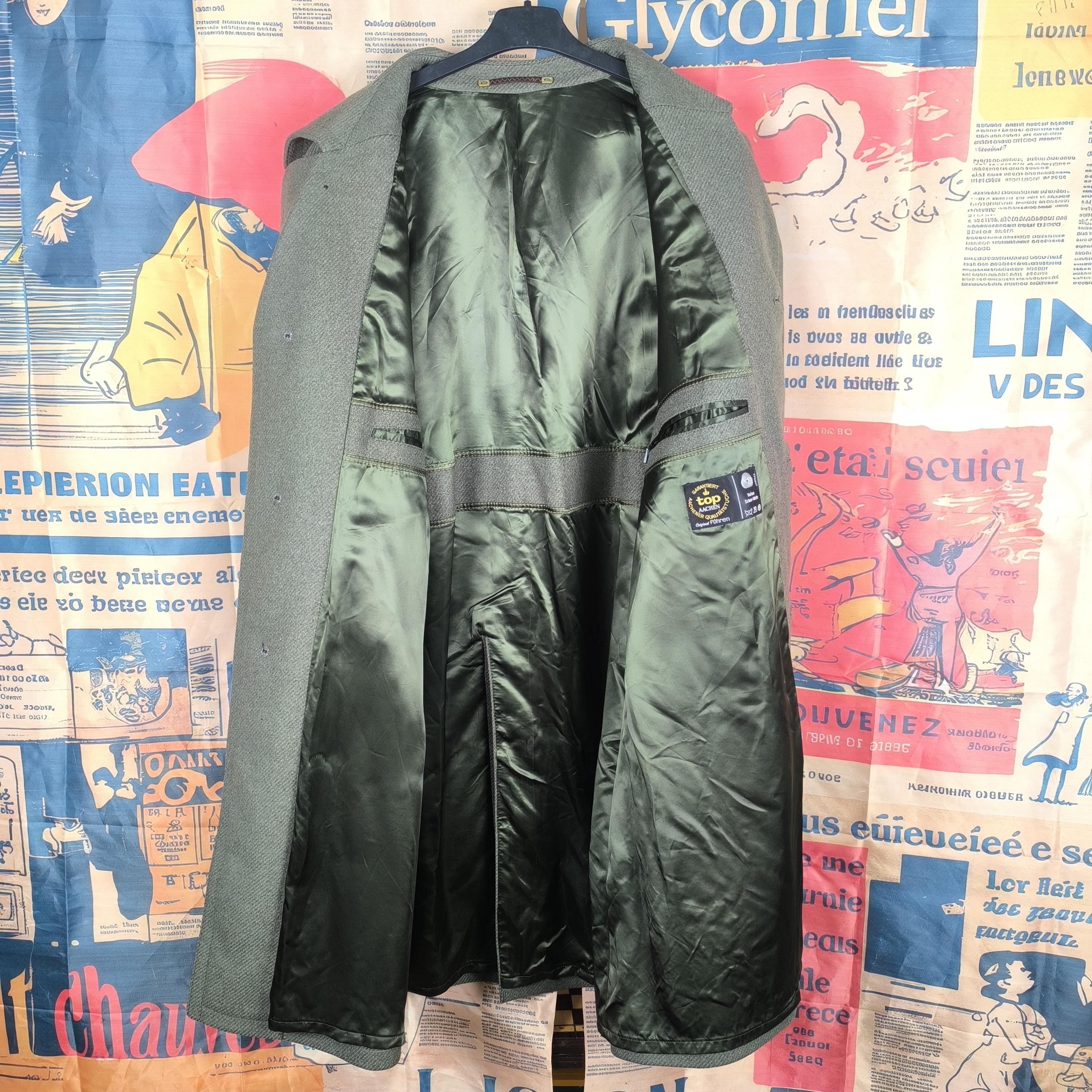 Green Wool Overcoat Military-style Belted Winter Coat for Men