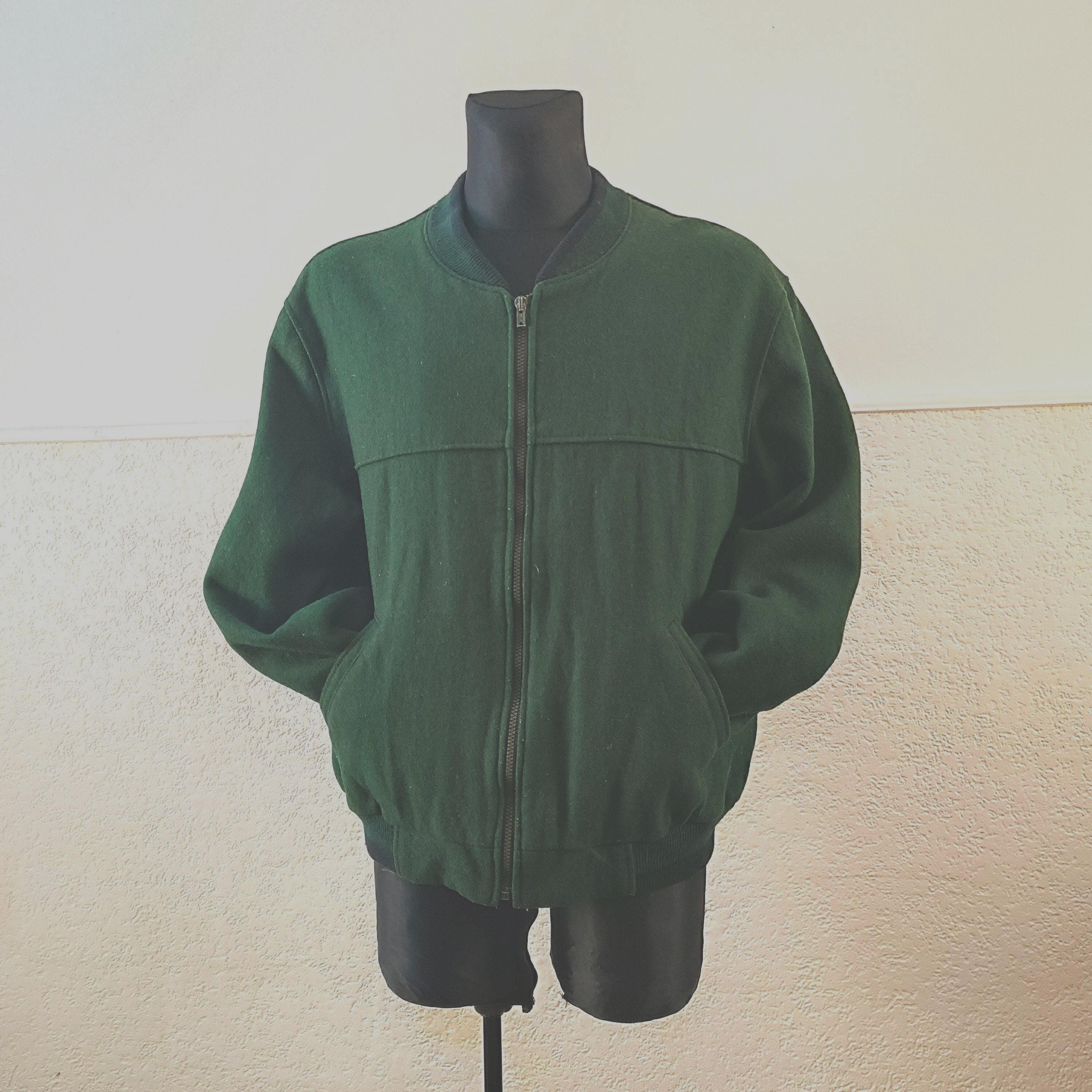 Vintage Green Bomber Jacket, Loden Jacket, Boiled Wool