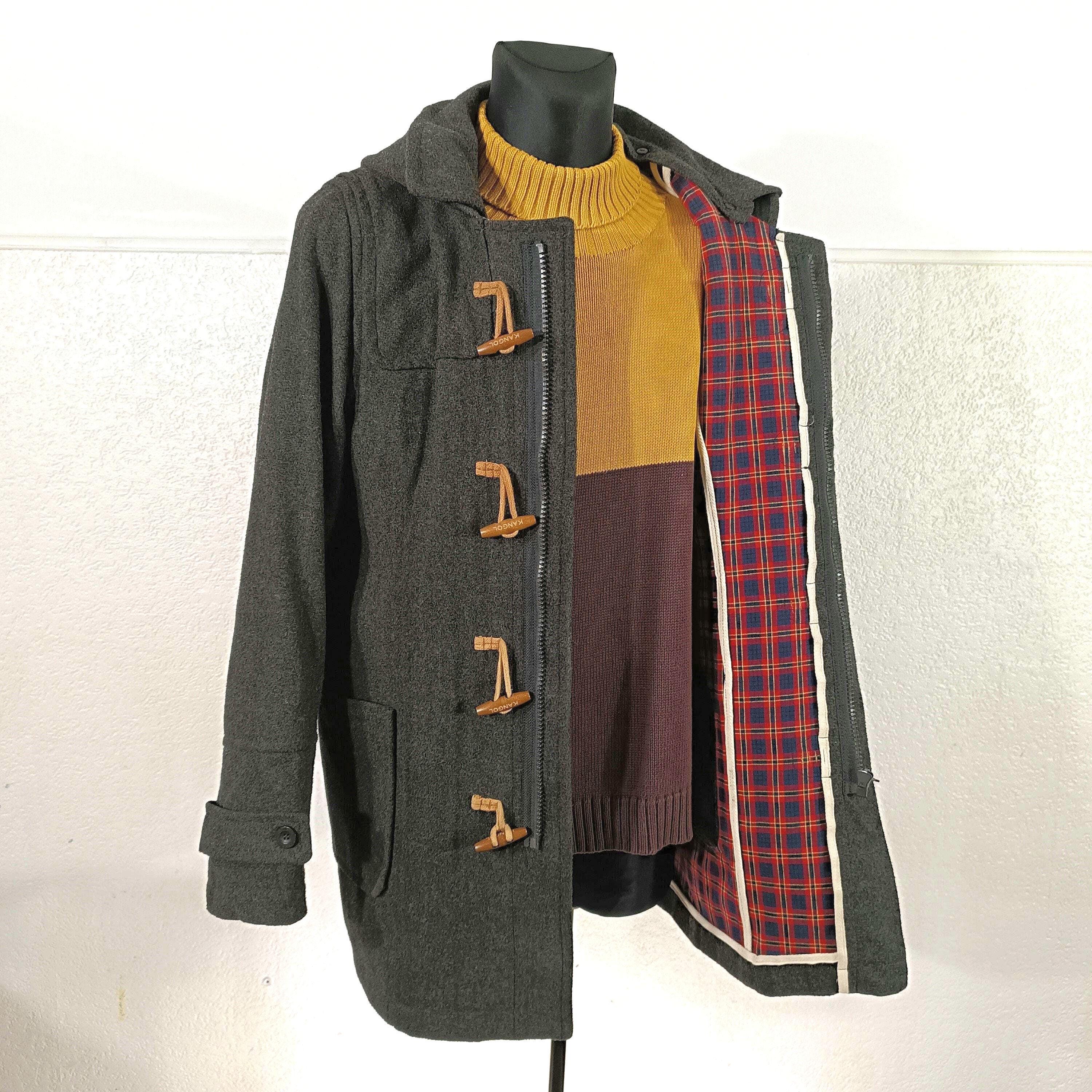 Kangol Duffle coat Homme Taille Moyenne, Duffle coat gris foncé