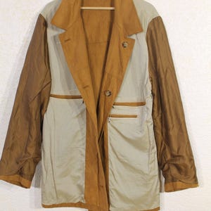 Vintage Bugatti Safari Jacket for Men - Tan Brown Minimalist Trench Coat, Casual Outerwear, Medium Size