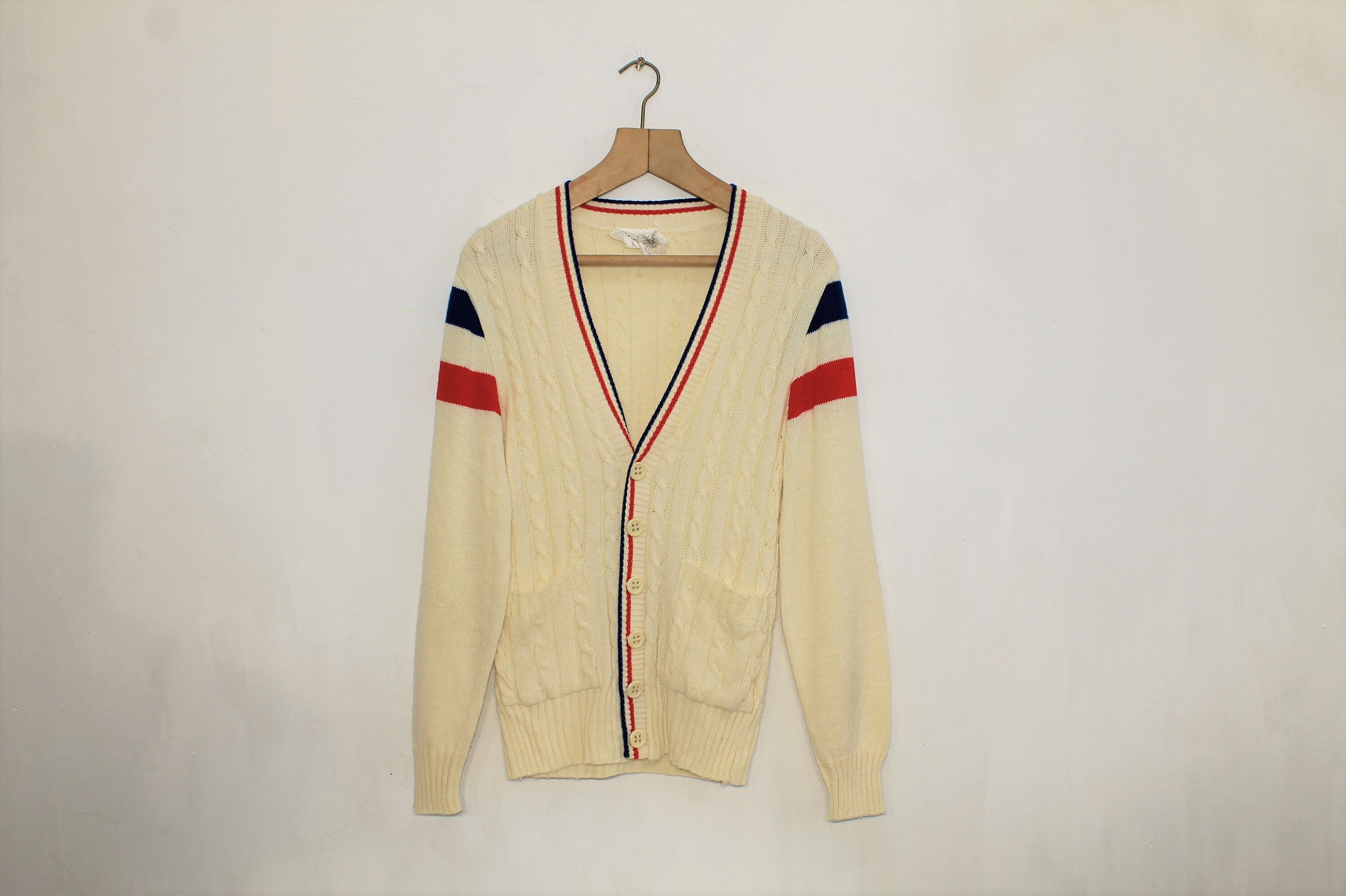 トップス 80s Sport Wear Cardigan 80s Peter Max Neomax Cotton Cardigan | M - Lucky Vintage
