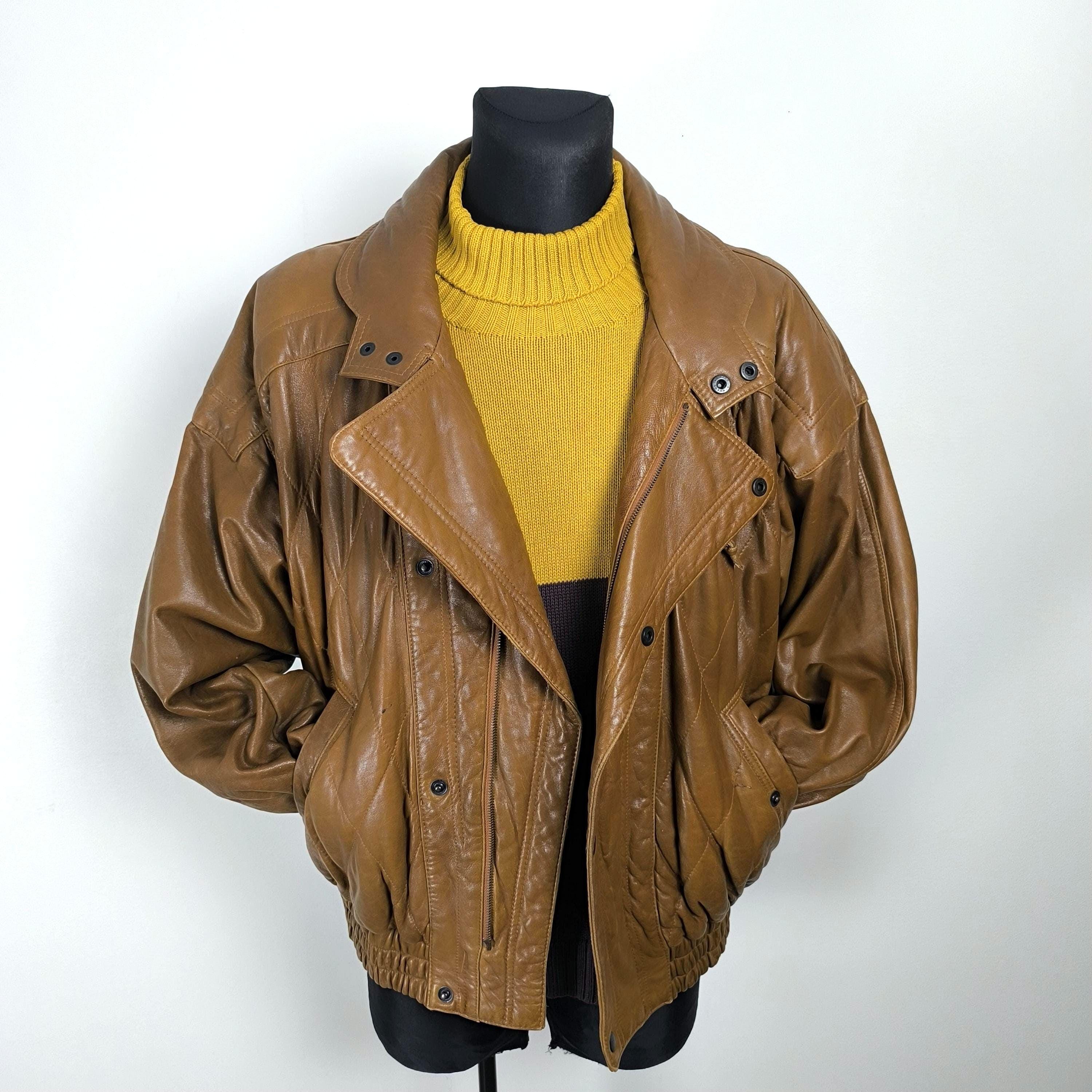 ジャケット・アウター 80s CAMEL TROPHY A-2 real leatherblouson Vintage 80s Camel Leather Bomber Jacket for Men - Medium