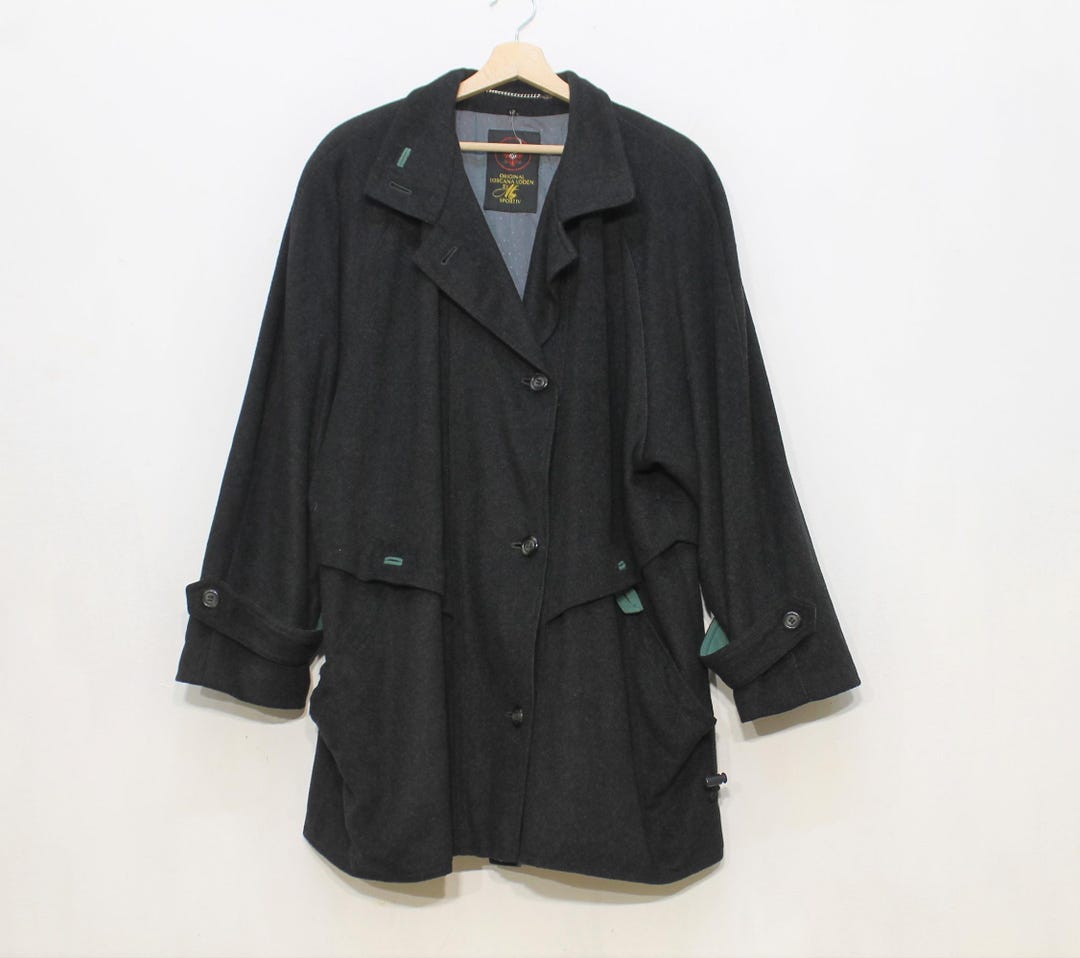 Vintage 80s Toscana Loden Black Wool Mid-length Tyroler Bavarian