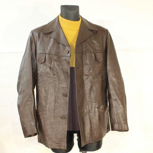 Vintage jaren 70 leren detective safari blazerjas voor heren - grote maat, casual cadeau voor vriendje