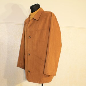 Vintage Bugatti Safari Jacket for Men - Tan Brown Minimalist Trench Coat, Casual Outerwear, Medium Size