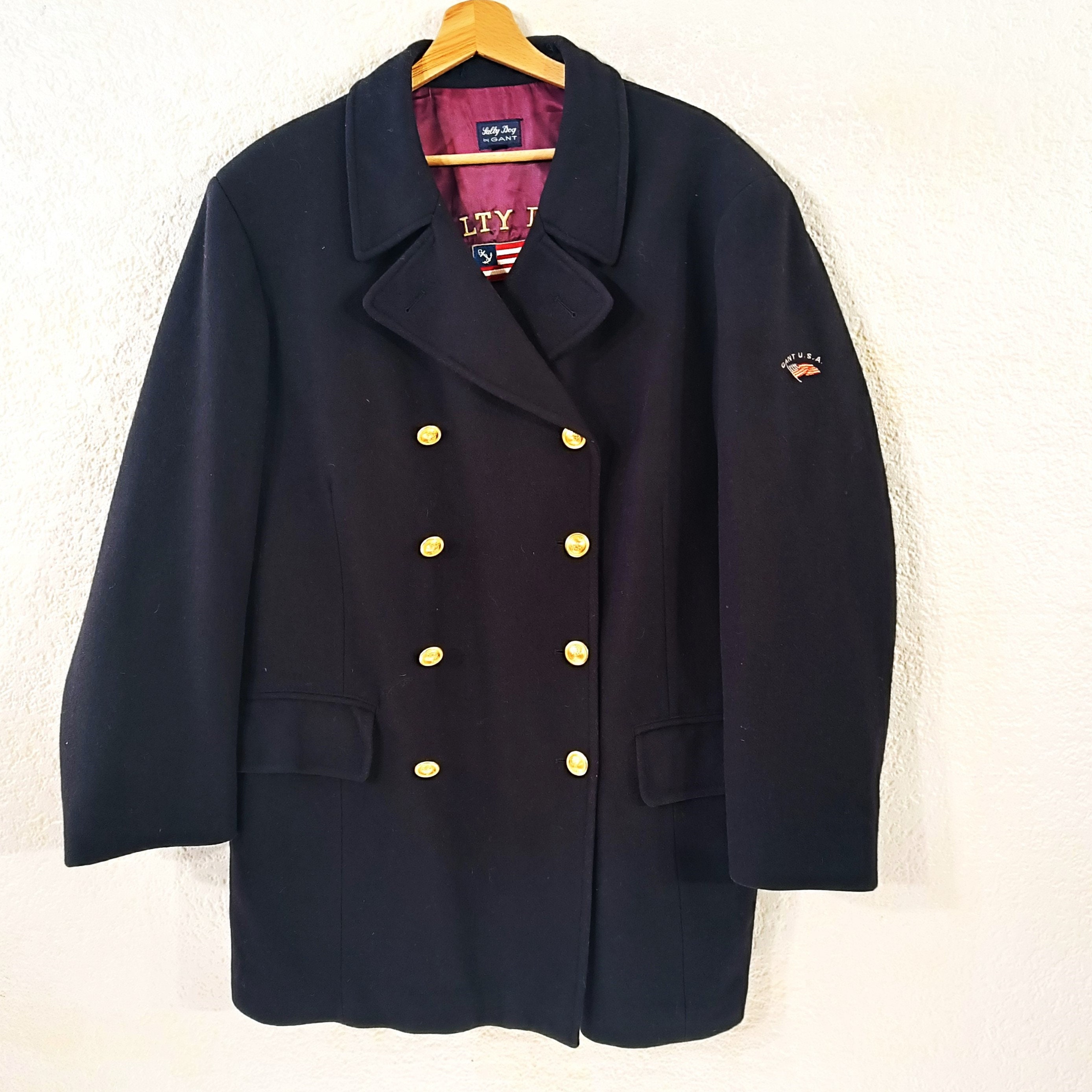 Navy Wool Coat, Navy Peacoat, Gant Double Breasted Coat
