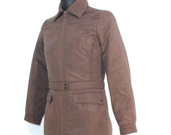 Jaqueta de esqui Colmar vintage, jaqueta puffer acolchoada marrom italiana tamanho médio