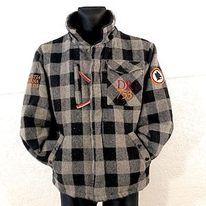 Veste de football vintage à carreaux AS Roma | Veste de football en laine à carreaux | Roman Dynasty, taille L