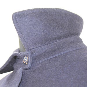 Vintage 80s Navy Wool Tyroler Loden Overcoat - Gothic Style Winter Trench for Women, Medium Size