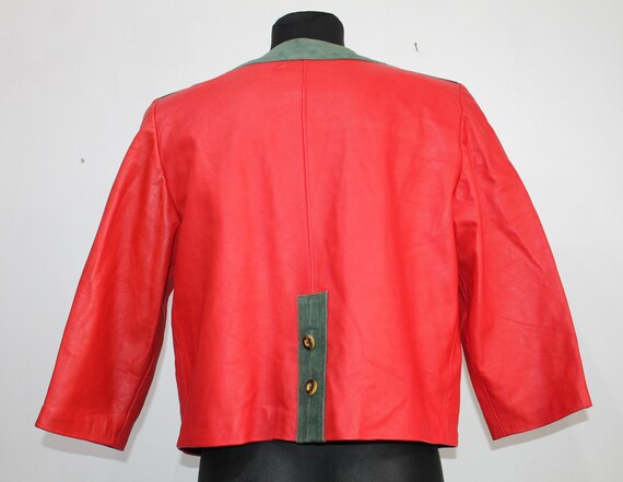 Red Leather Jacket Vintage Women, 80s Vintage Rea… - image 8