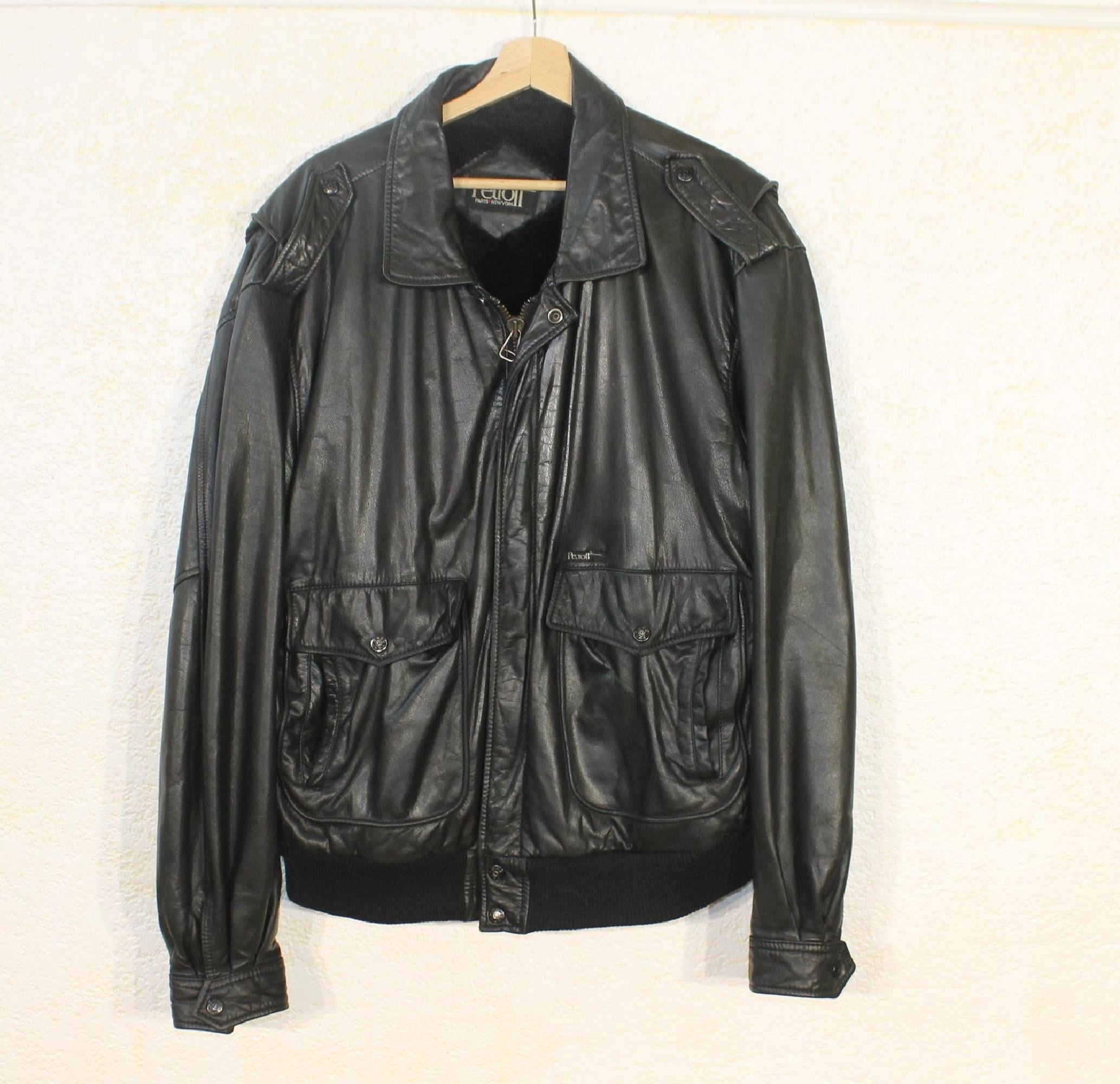 A2 Leather Jacket Vintage Black Petroff Aviator Medium Bomber