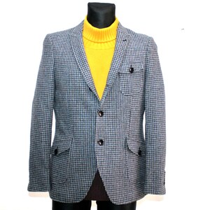 Mens Tweed Blazer Navy Superdry - Houndstooth Pattern, US Medium Size