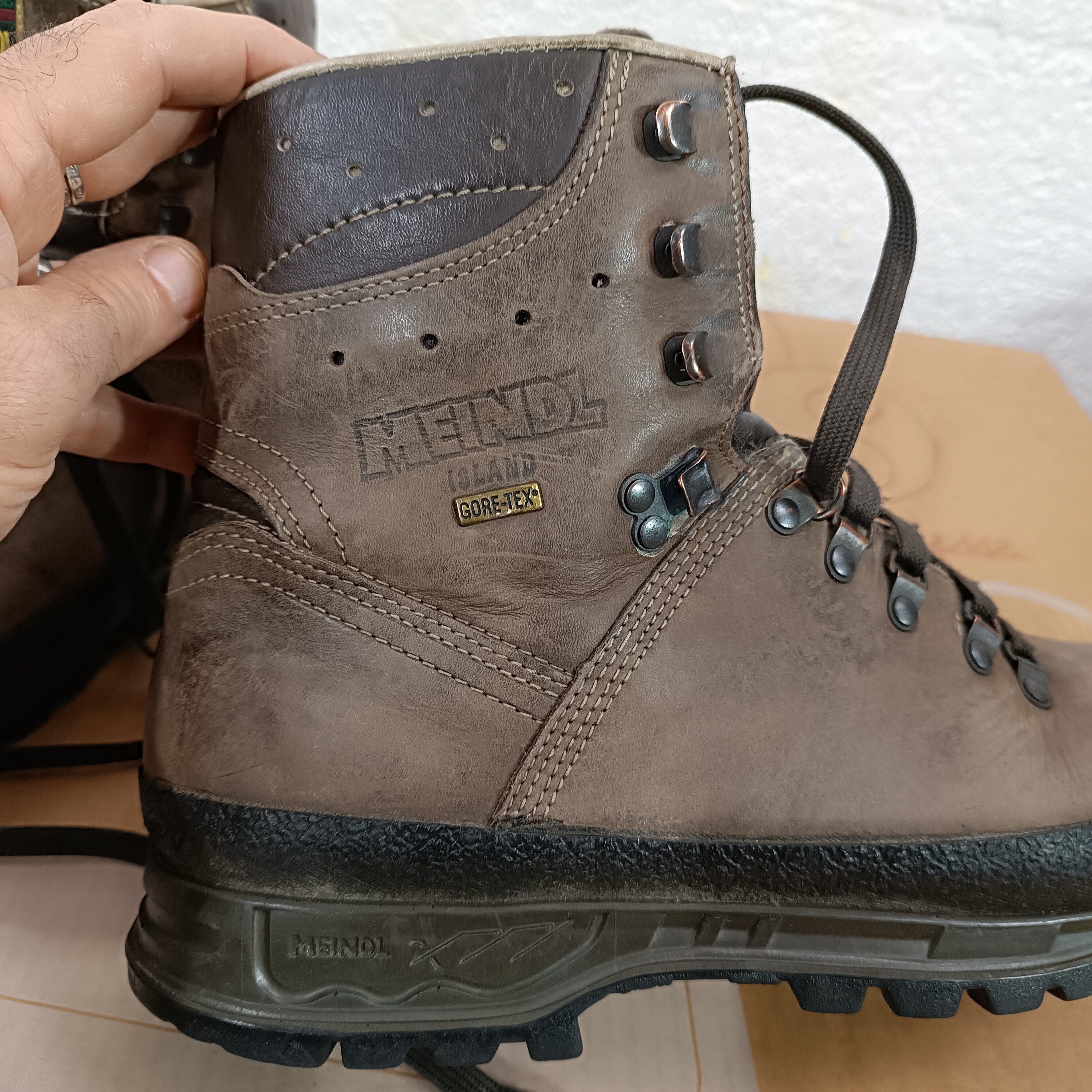 Bottes De Randonnée Homme Meindl Gore-Tex UK 9 - Cuir Marron, Occasion Parfait état, Pour La Marche