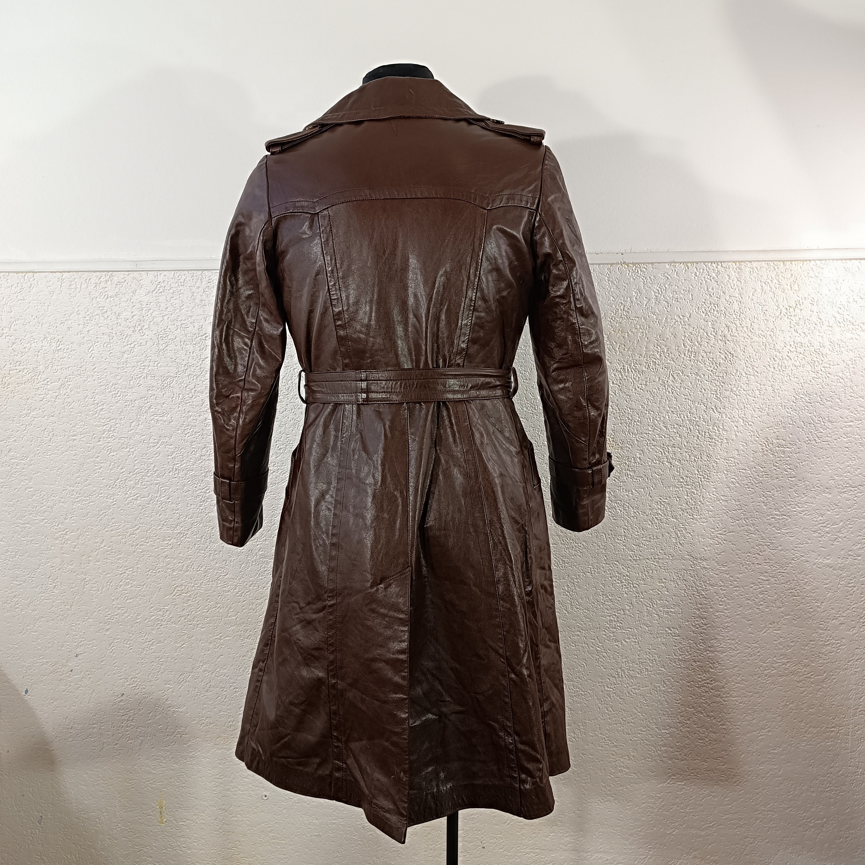 【美品‼️】牛革レザー トレンチコート ダブルブレスト レザーコート 本革 トレンチコート 本革コート ダブルボタン