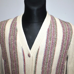 Vintage Irish Tweed Cardigan - Große beige Jacke aus reiner Wolle für Damen - Klassischer Trenchcoat aus Zopfmuster